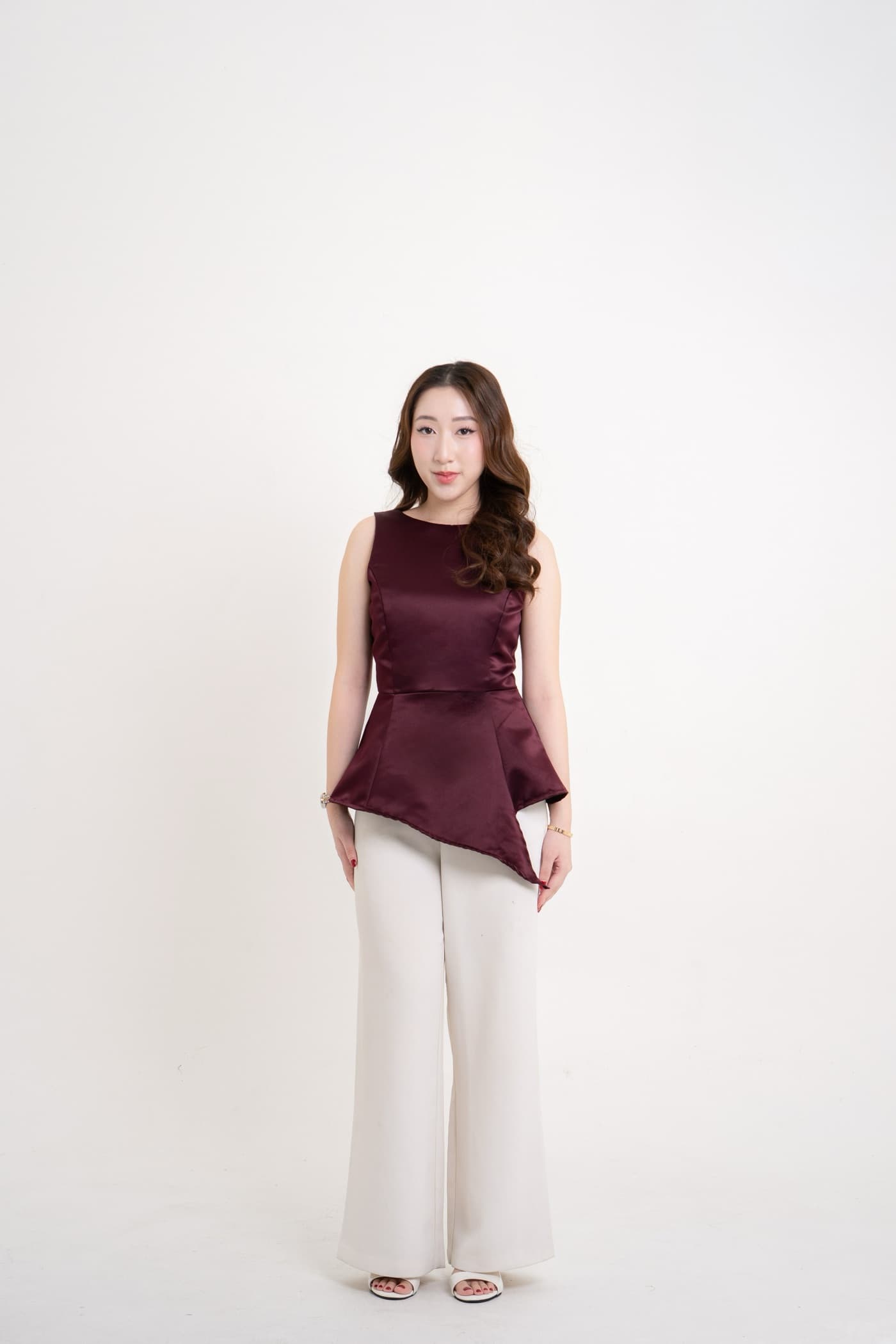 Eliana Peplum Top — Maroon — 2